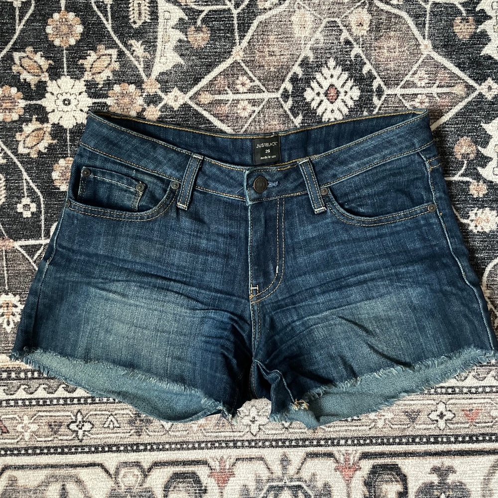 Raw hem denim shorts